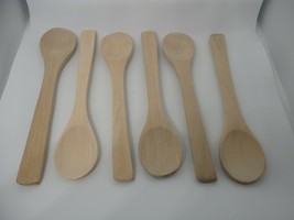 Pack of 6 Handmade Natural Wood Coffee Stirring Ice Cream Spoons Kitchenware Set - £7.98 GBP