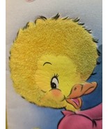 1950s Anthropomorphic Birthday Greeting Card Yellow Flocked Duck Diecut ... - £13.23 GBP