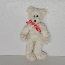 Vintage 1992 Ty Attic Treasure Nola White Bear Plush Black Nose Pink Ribbon Bow  - £38.19 GBP