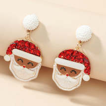 Red Crystal &amp; Howlite Santa Drop Earrings - £3.18 GBP