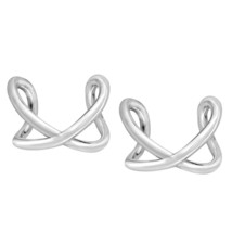 Minimalist Chic Twisting Criss-Cross Sterling Silver Cuff Earrings - £8.30 GBP