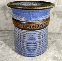 Rustic Studio Pottery Kitchen Spoon Spatula Holder Vessel Kitchen Crock ... - $16.78