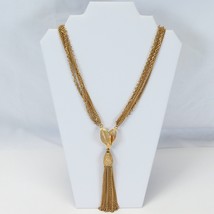 Vintage Multi Chain Tassel Necklace Gold Tone 20&quot; - £12.49 GBP