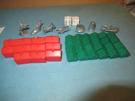 Vintage 1973 Monopoly Game Piece Houses Hotels Dice Tokens/Playing Piece - £8.78 GBP