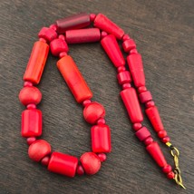 Antique AFRICAN Red GLASS BEADS Necklace and 6mm whiteheart beads - $1,390.75 MXN