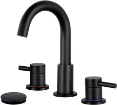 Qomolangma Black Bathroom Faucets For Sink 3 Hole, 8 Inch Widespread Bathroom - £38.86 GBP