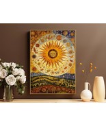 Boho Sun Print, Indie Drawing, Vintage Cosmology Sun, Tarot Painting, Zo... - $25.26 CAD