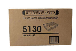 50 PK Western Plastics Table Deep Steam Aluminum Foil Pans Tray Full Siz... - $19.59