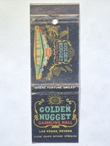 Golden Nugget Casino Hotel Restaurant Las Vegas Nevada Match Book Cover Matchbox - £3.92 GBP