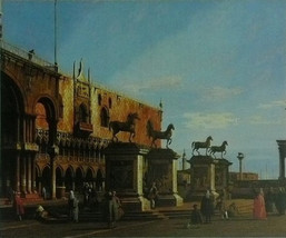 The Horses of San Marco in the Piazzetta  (Capriccio) - Canaletto - Framed Pictu - £25.91 GBP