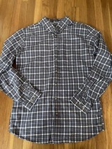 Eddie Bauer Flannel Shirt Mens TL Large Tall Plaid Blue 100% Cotton Long Sleeve - $26.24