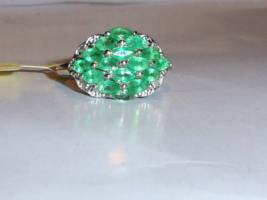 African Green Emerald Marquise &amp; Diamond Cocktail Ring, Silver, Size 6, 1.17(TCW - £79.91 GBP