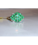 African Green Emerald Marquise &amp; Diamond Cocktail Ring, Silver, Size 6, ... - $137.20 CAD