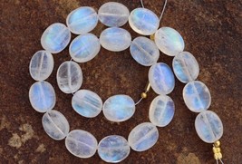 Natural, 21 piece smooth Rainbow white Moonstone OVAL gemstone beads 8x10 mm app - £52.59 GBP