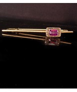 14k Ruby 10 Diamond Bar pin - 14kt Victorian gold unisex brooch - Estate... - £412.98 GBP