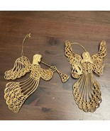 Pair of Gold Color Plastic Ornate Angel Ornaments - $12.78 CAD