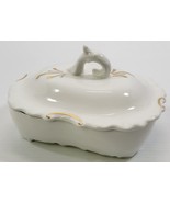 AP) Vintage Porcelain Trinket Vegetable White Gold Serving Tray Dish wit... - £15.95 GBP