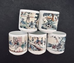 Korean Folkcraft Ceramic Wine Saki Cups Dong Bang Set Of 5 Vintage Colle... - $422.99 MXN