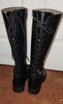 Women Dress Boots Black Sz 8.5M Tall Sofft Selden Lace Up Block Heel by Eurosoft - £23.08 GBP