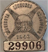 Minnesota Licensed 1940 Chauffeur 29906 Badge - £39.41 GBP
