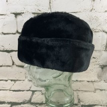 Vintage Faux Fur Cold Weather Hat Black Soft Warm - £23.34 GBP
