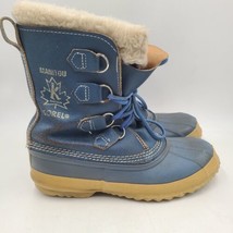 Sorel Manitou Womens Blue Leather Canada Snow Duck Boots Wool Lined Size 7 - £38.12 GBP