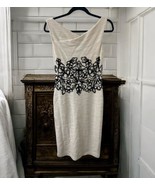 ST. JOHN Couture Women&#39;s Tweed Shift Dress in Cream and black size 2 sle... - $173.24