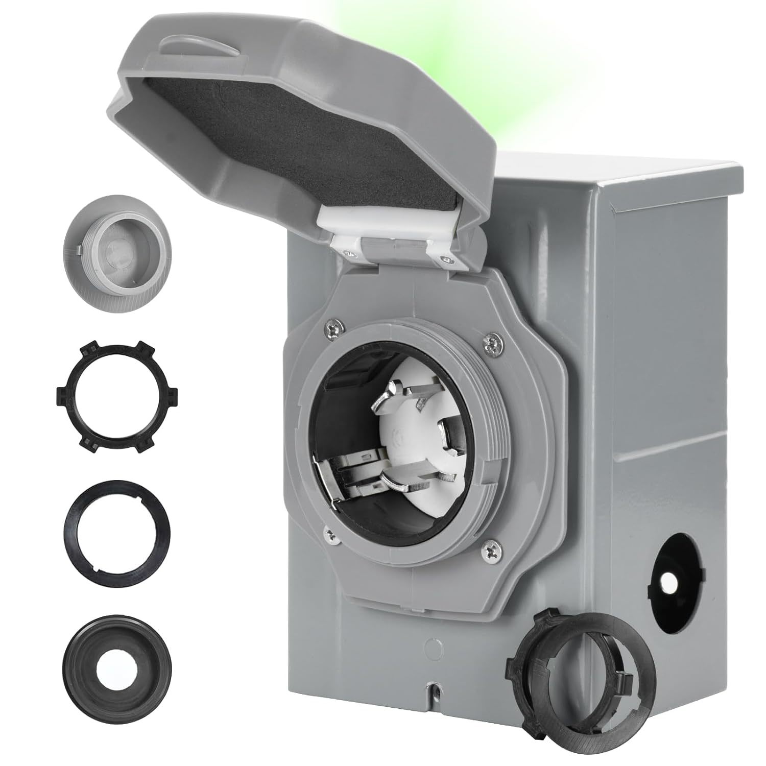 50 Amp Generator Inlet Box With 4 Pre-Drilled Holes, Power Entry Box, Wa... - $48.93