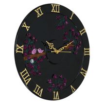India at Your Doorstep Exquisite Wooden Handmade Wall Clock Black with Dark Pink - £186.67 GBP