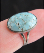 1950&#39;s Estate Sale! STERLING SILVER gemstone BLUE AGATE womens ring .925... - £24.71 GBP