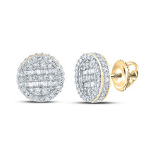 14kt Yellow Gold Mens Baguette Diamond Circle Earrings 3/4 Cttw - £607.31 GBP