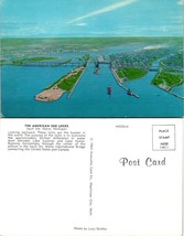 Michigan Sault Saint Marie American Soo Locks Lake Superior Huron VTG Postcard - £7.51 GBP