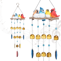 Bird Wind Chime - Wind Bell for outside Indoor Resin Cardinal,Blue Bird Decorati - £31.04 GBP