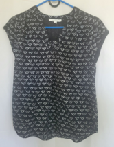 Fun 2 Fun Women&#39;s Black and White Printed V-Neck Blouse Lightweight Size... - $11.99