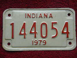 INDIANA MOTORCYCLE LICENSE PLATE 1979 79 # 144054 - $6.92