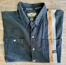 Harley Davidson Shirt Men XL Short Sleeve Black with Orange Gray Stripe ... - £27.24 GBP