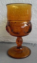 Vintage Indiana Glass Kings Crown Thumbprint Design Amber Color Goblet - $14.99