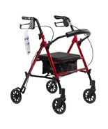 Dynarex DynaGo Flex Rollator, 6” Wheels, Adjustable Seat Height, Red Frame - $1,992.86 MXN