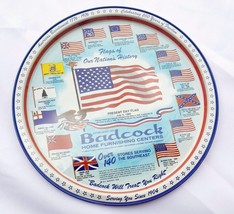 Vintage Rare Badcock Home Flags Of Our Nation&#39;s History Metal Tin Tray 1976 Usa - £22.41 GBP