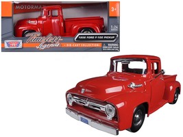 1956 Ford F-100 Pickup Red 1/24 Diecast Car Motormax - £29.02 GBP