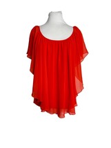 Cato Womens Size Small Orange Blouse Shirt Flowy Short Sleeve Casual Sco... - $15.84