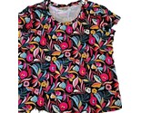 Pioneer Woman ~ Short Sleeve ~ Boat Neck ~ Floral Black ~ LARGE Tee T-Shirt - $23.38