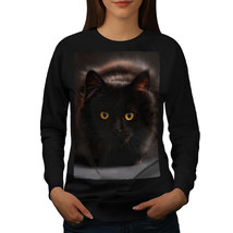 Wellcoda Black Pussy Cat Womens Sweatshirt, Fluffy Casual Pullover Jumper - £23.10 GBP+