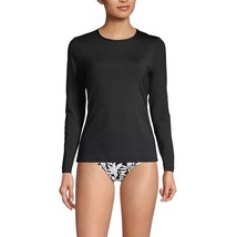 Lands End Crew Neck Long Sleeve Rash Guard UPF 50 Swim Tee Black S - £17.35 GBP