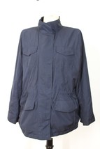 J Jill MP Blue Cinch Waist Lightweight Jacket Pockets Stand Up Collar - £29.12 GBP