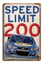 NASCAR 200mph speed limit metal wall poster Vintage decor Tin Sign garage Bar - £23.06 GBP+