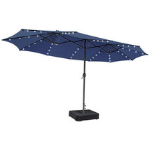 15 Feet Double-Sided Patio Umbrella with 48 LED Lights-Navy - Color: Navy - Siz - £207.66 GBP