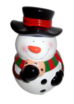 Christmas Snowman Cookie Jar 9&quot; Ceramic Vase Planter Teleflora Holiday Gift - £22.25 GBP