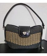 Brighton Savannah Shoulder Bag Woven Black and Tan Braided Handle 12x8 V... - $33.85 CAD