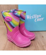Western Chief Girl&#39;s Waterproof Rain Boots Size 10 Rainbow Glitter Neopr... - £21.23 GBP